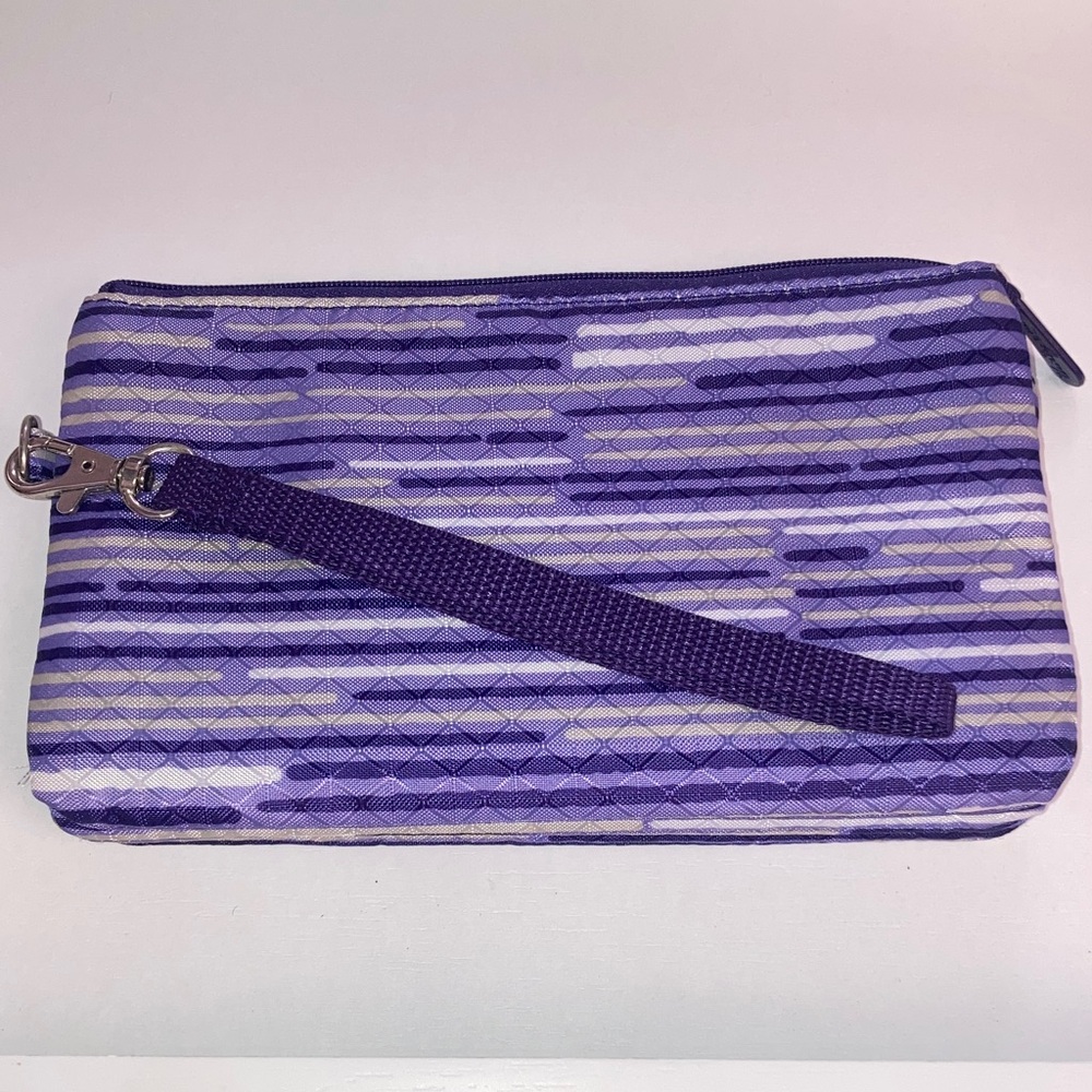 Thirty One wristlet long wallet purples white gray NWOT
